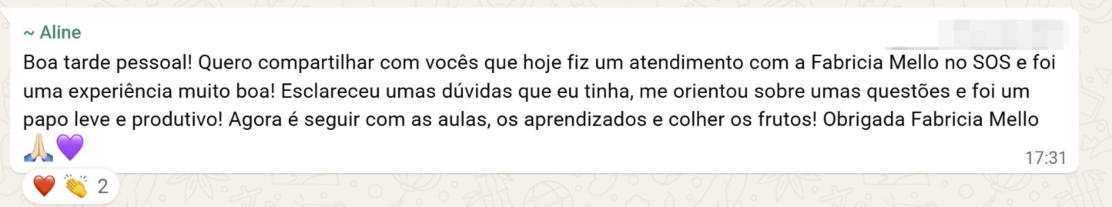 Esclareceu duvidas, me orientou e foi um papo leve e produtivo